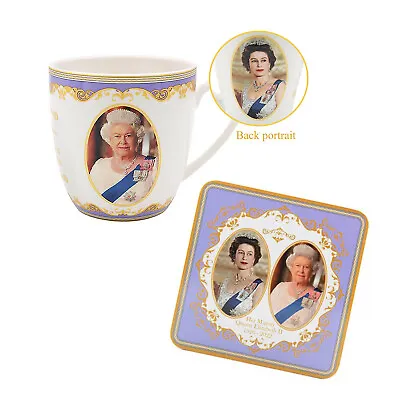 Buy Queen Elizabeth II 300ml Fine China Mug With Coaster Commemorative Coffee Cup • 9.50£