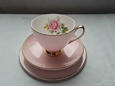 Buy Mayfair Pottery Pink Rose Bone China Teacup Saucer & Side Plate Trio Floral • 10£