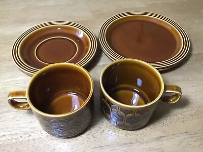 Buy Vintage  Brown Hornsea Heirloom China 2 Trios Cups Saucers Plates • 5£