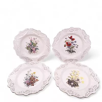 Buy Royal Creamware Floral Gift Collector Plates X4 Decorative Poppies Wild Roses • 14.99£