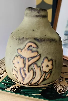 Buy Tremar Pottery Stoneware Bud Vase With Embossed Floral Motif  9.5cm  H • 10£