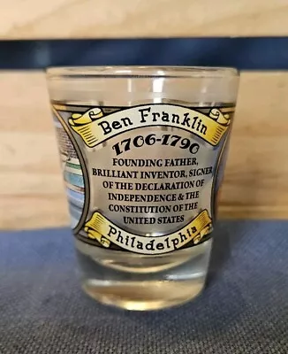 Buy Ben Franklin Philadelphia Commemorative Clear Glass Shot Glass • 4.96£