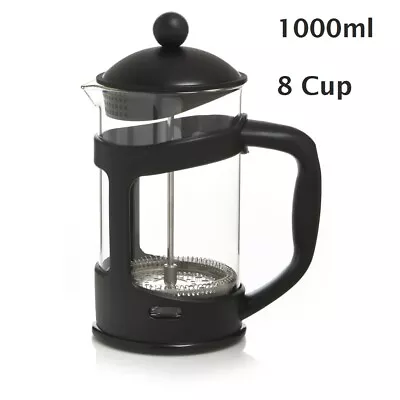 Buy French Press Cafetiere Tea Coffee Maker Plunger 3/8 Cup Glass Jug Spoon 350ml 1l • 9.99£
