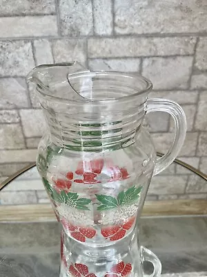 Buy 1940’s Anchor Hocking Heavy Strawberry Lemonade/ Tea/ Water 10  Glass Pitcher • 33.20£