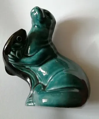 Buy Vintage Poole  Pottery Blue/Teal Otter Figurine With Fish 11cmTall - VGCdn • 4.99£