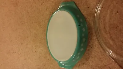 Buy Jaj/pyrex Gaiety Turquoise Snowflake Oval Divided Casserole Serving Dish & Lid • 23£