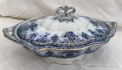 Buy Vintage / Antique Alfred Meakin Countess Blue & White China Tureen Flow Blue • 29.99£