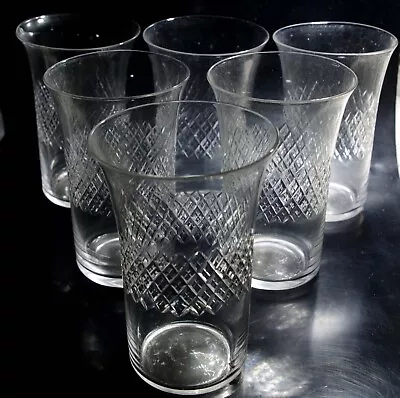 Buy 6 Antique Hand Blown Cut Crystal Tumblers • 24£
