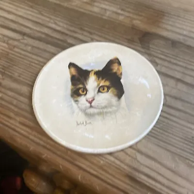 Buy Pair Of Vintage Poole Pottery Cat Plate Signed Derick Brown • 12.99£