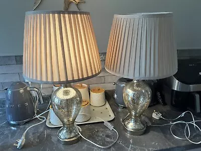 Buy 2 X Dar Glass Crackle Effect Table Lamps • 30£