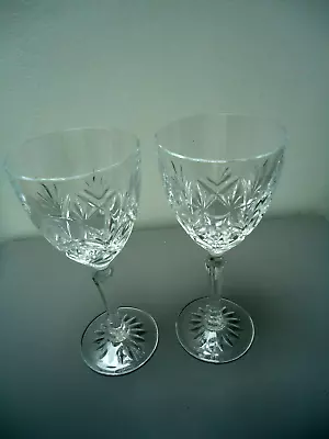 Buy Lovely Pair Of Tall Crystal Wine Glasses - Nicely Cut • 5£