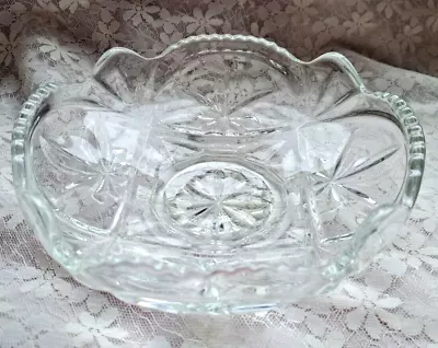 Buy Vintage Decorative Cut Glass Star Burst Curved Edge Circular Bowl - Tableware • 12.50£