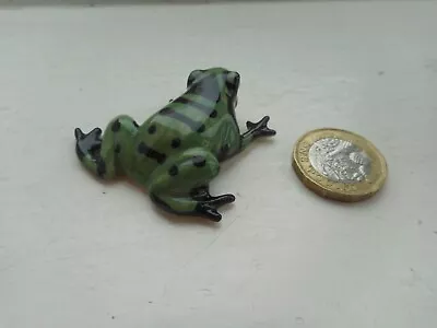 Buy Frog - Beautiful - Detailed Colourful Miniature  Pottery Olive Green, Black Frog • 3.50£