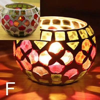 Buy Glass Mosaic Jar Candle Holders Tea Light Candelabra Candlestick Home Decor UK • 10.34£