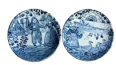 Buy 2 Small Delft Blue And White Pottery Plates • 20£