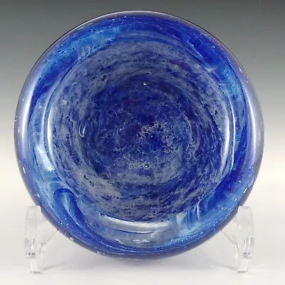 Buy Nazeing British Clouded Mottled Blue Bubbly Glass Bowl • 25£