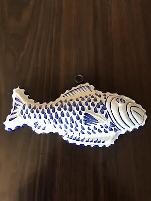 Buy Vintage BASSANO ABC CERAMICHE Italy Blue & White Decorative Fish Mold • 24.01£