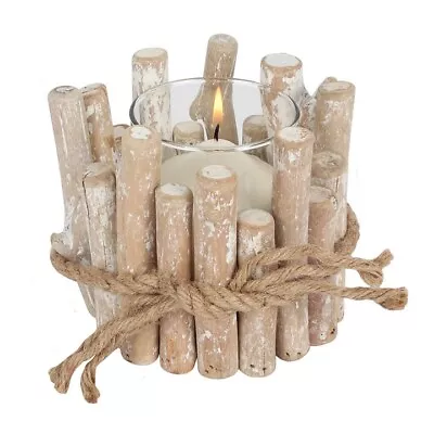 Buy White Washed Driftwood Candle Holder • 16.40£