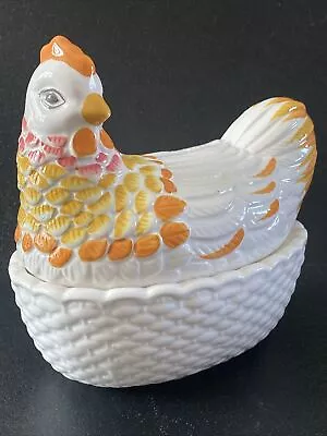 Buy Laura Ashley Earthenware Chicken Hen Nest Egg Holder Kitchen Storage Basket • 30£