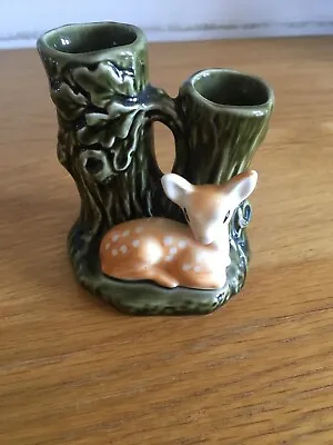 Buy Sylvac Green Double Vase With Deer 4290 Made England • 6£