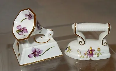 Buy Hammersley Gramophone W/Violets And Iron W/ Multi-Colored Flowers Miniatures • 18.92£