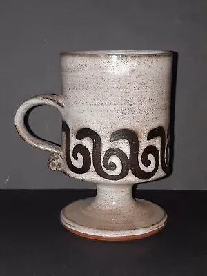 Buy BRIGLIN POTTERY Sgraffito Drip Glaze LARP Art Pottery Collectable Pedestal Mug • 14.95£