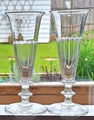 Buy TWO ANTIQUE GEORGIAN  FLUTE CHAMPAGNE GLASSES C.1820 • 59£