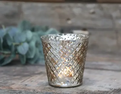 Buy Antique Champagne Glass Diamond Candle Holder, Tapered Tea Light Votive Pot • 4£