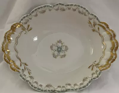 Buy Haviland Limoges France Oval Bowl 10” X 7.5” Pink And Blue Floral W/ Gold Accent • 18.89£