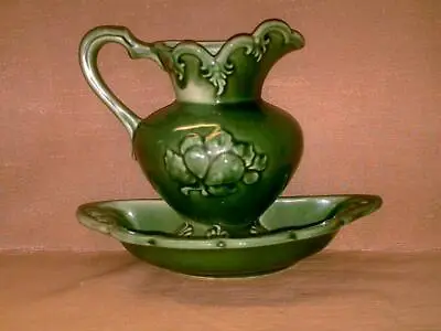 Buy Vintage Camark Pottery Pitcher And Basin Wall Pocket-Green-USA-119 L • 24£