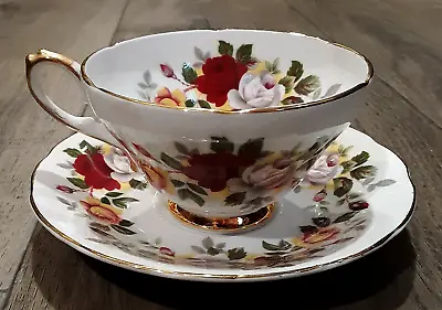 Buy Royal Sutherland Bone China Cup & Saucer Red~Yellow Roses Staffordshire England • 19.20£