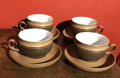 Buy Vintage Denby Cotswold Set Of 4 Cups & Saucers Brown & Cream Retro • 14.99£