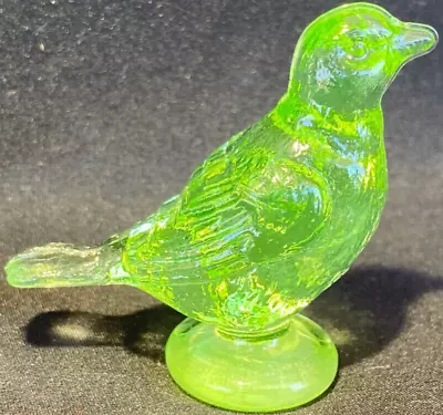 Buy Green Vaseline Glass Bird Blue Jay Songbird Animal Uranium Paperweight Glows Art • 26.41£