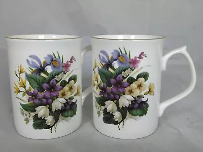 Buy Vintage, Two Matching Duchess Mugs With Floral Motif, Fine Bone China, Ex Con • 17.50£