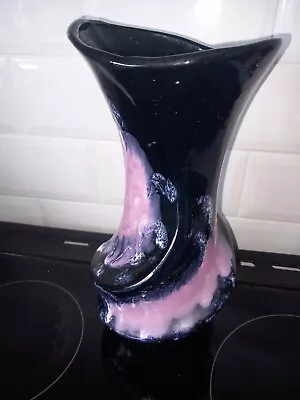 Buy Vallauris Large Freeform Vase-Pink -Dark  Blue-White-Lava Drip- France  29cm-VGC • 27£