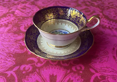 Buy Aynsley Bone China (6841) Cobalt Blue And Gold) Floral:  Teacup Cup & Saucer • 17.50£