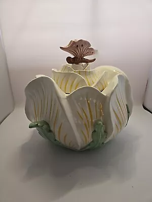 Buy Ceramic Floral Cookie Jar With Butterfly & Flower Accent Lid  Made In Italy  • 28.41£