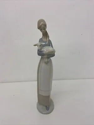 Buy Vintage Lladro 26cm Figurine 4505 Girl Holding Lamb 1970's B11 • 26.99£