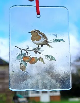 Buy Suncatcher Robin Bird Stained Glass Stain Glass Gift Christmas Decoration Window • 20£