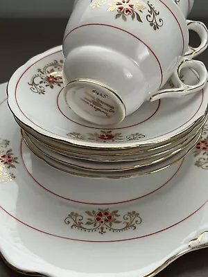 Buy Bundle Of Royal Stafford Bone China  Gold & Red Teacups & Plates • 7.99£