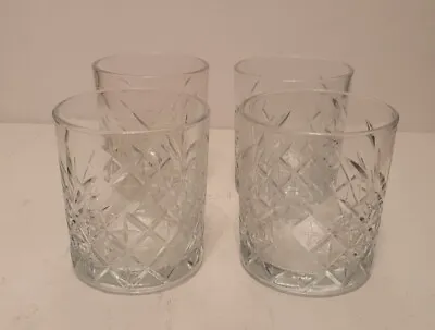 Buy Set Of 4 Large Vintage Classic Cut Glass Whiskey Tumblers Glasses   • 10.50£