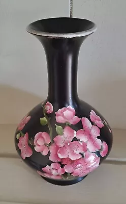 Buy Pretty Bud Vase W&R Stoke On Trent Carlton Ware Black Peach Blossom Antique  • 24£