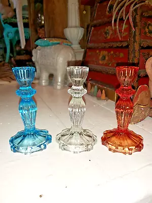 Buy A Set Of  Three  Coloured Glass Candle Holders • 27.99£