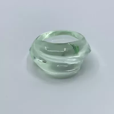 Buy Estate Baccarat Signed Wavy Crystal Cocktail Ring Size 6.75 Translucent Green • 155.33£