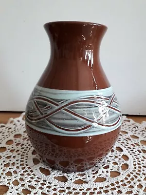 Buy Vintage Holkham Pottery Brown Glazed Vase C.1950's • 22£