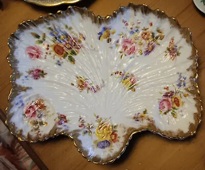 Buy Antique Large Gilded Floral  Sweet/Bonbon/Serving Dish/Bowl (Dresden Style) • 40£
