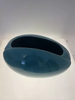 Buy Vintage Ceramic Turquoise Vase Bowl Crackled Glaze Art Deco Style • 16£