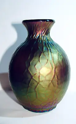 Buy Victorian Loetz Kralik Small Purple Martele Iridescent Art Glass Vase Antique • 173.71£