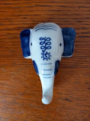 Buy Pottery Blue And White Elephant Head Wall Hanging • 12.99£