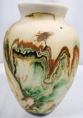 Buy Nemadji Pottery Vase Green Orange Brown Cream Color 7   Made In USA • 26.80£